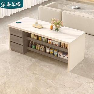 轻奢开 放式客厅吧台桌小户型厨房中岛台大理石岛台餐桌一体岛台