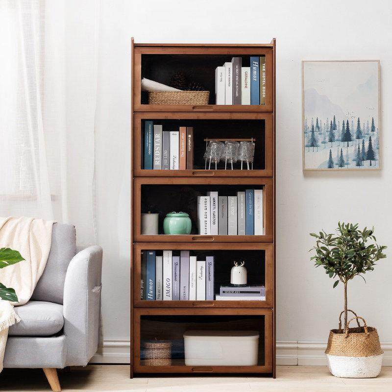 组合书柜现代简约书架置物架客厅玻璃柜子客厅翻门展示柜书房模型