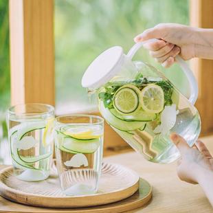 树可小白熊冷水壶玻璃凉水壶家用耐高温冷泡冰水冷饮果汁果茶扎壶