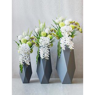 简约现代玻璃钢落地大花瓶酒店售楼处软装饰品插花艺菱形几何花器