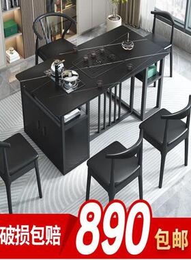 岩板茶台桌家用阳台功夫小茶台喝茶几现代茶桌椅组合烧水壶一体柜