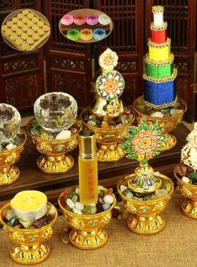密宗法器佛堂佛前组合吉祥八供品八供养套装供杯香塔摆件