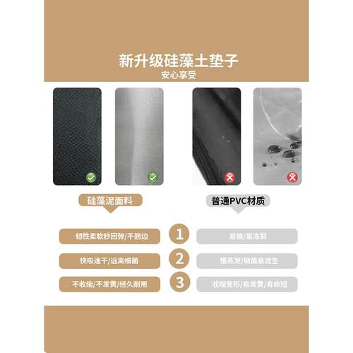 水厨房地垫吸垫油防滑免洗可擦地毯硅藻泥L脚型整块防防刮无品牌/