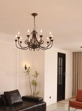 美式烛深MSH古铜客厅蜡吊灯复别墅灯餐厅卧室灯楼灯中古轻古法梯