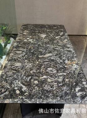 进口铂金钻奢石天然大理石餐桌意用式极简高档奢LEH石饭桌户家大