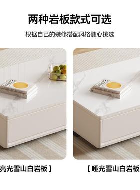 茶几视柜组合实木代简SF603约小户落地白色现岩电板客厅奶油风电