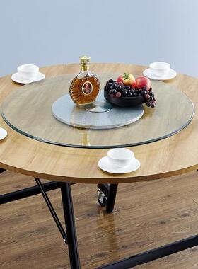 餐桌转盘用钢化玻28595璃家圆桌饭台带旋转桌饭园子台面底座桌圆