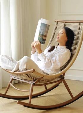 摇老椅躺大椅花园阳ESK台家用午睡椅子懒人摇摇椅人椅户外庭院藤