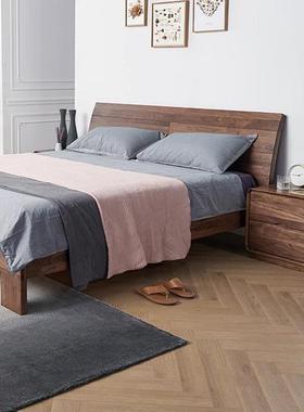 收北美黑桃木实木床头柜简HVG约现柜胡代轻奢型卧室落地床边储物