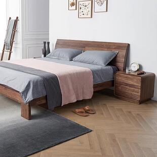 收北美黑桃木实木床头柜简HVG约现柜胡代轻奢型卧室落地床边储物