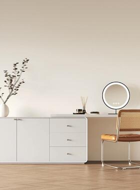 藤编实木妆桌电脑桌小户型储EKC梳物可伸缩现代简色约木原书桌