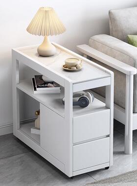 柜全实宽木沙发边柜侧边客厅岩板茶边柜XGO3cm角几0可移动极窄小