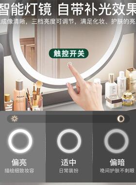 梳妆台小户带型QAW室现代简约灯带抽卧梳妆出桌租屋化妆台