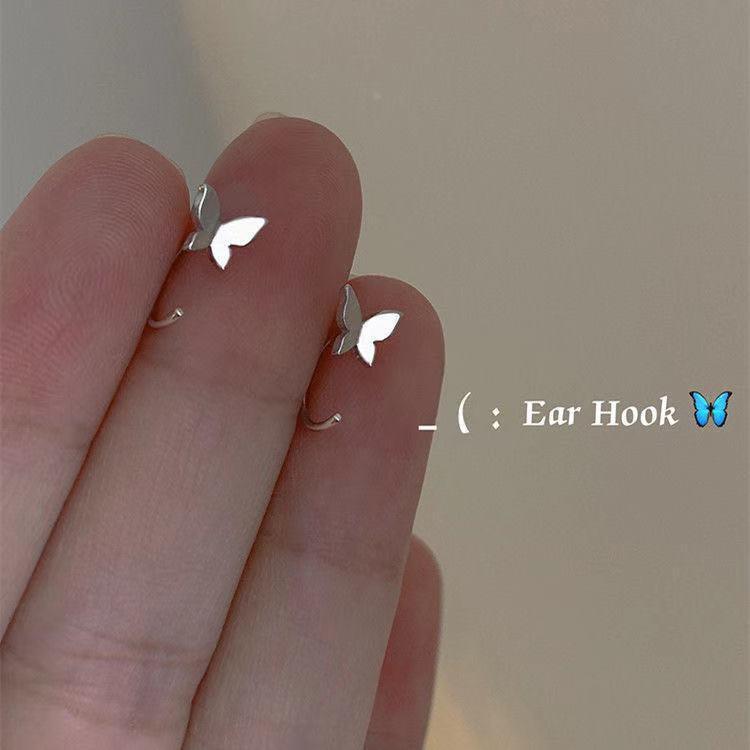 养耳洞蝴蝶耳钉女耳钩简约女小巧耳钩款气质简约设计感耳环耳饰