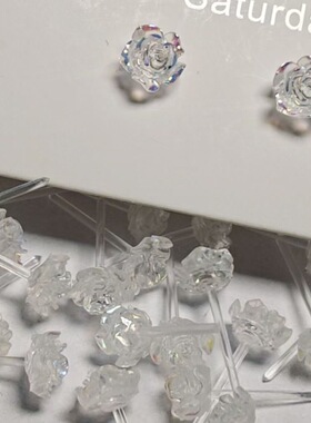 养耳洞迷你6mm山茶花树脂耳钉彩光透明塑料针不易过敏耳饰耳钉女