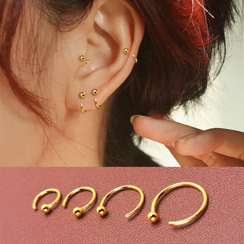 金色养耳圈耳钉2023年新款潮耳骨钉女耳环小圈小耳圈耳骨环耳骨圈