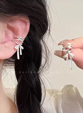 芭蕾风蝴蝶结耳夹耳骨夹无耳洞女新款高级感耳钉耳环轻奢小众耳饰
