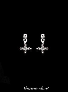 S925银针养耳洞锆石耳钉女小众设计高级感星星耳饰后挂式甜酷耳环