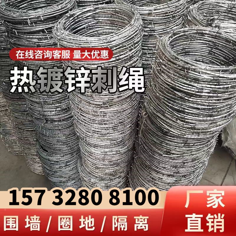 天津镀刺钢爬丝刺绳防刺防盗刺铁锌蒺藜1-66铁丝防锈铁丝网围栏围
