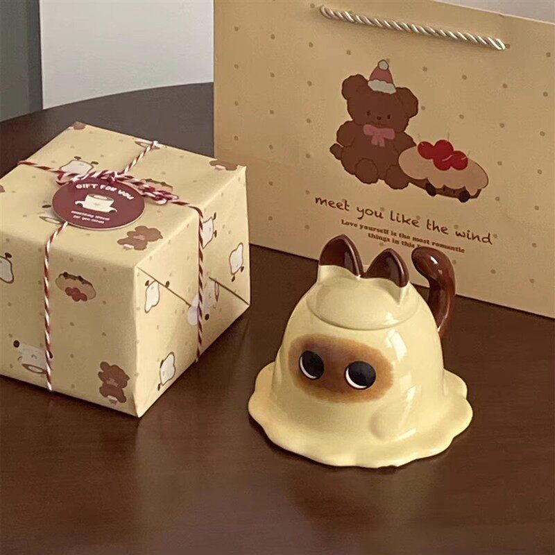 可爱逻辑猫马克杯水杯礼品陶瓷杯伴手礼送闺蜜的生日礼物女生实用