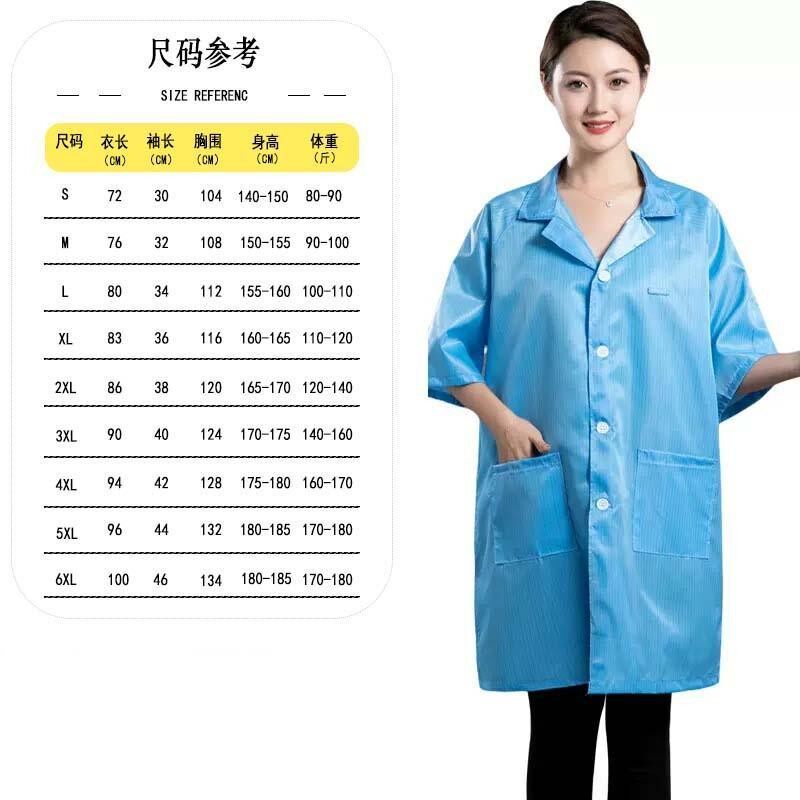 防静电服防尘工作服短袖防护服无尘服男女洁净服长款大褂夏季透气