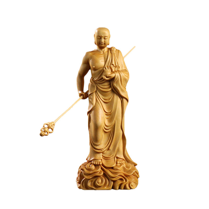 速发黄杨木雕地藏王菩萨摆件家居装饰供奉客厅佛像招财实木工艺品