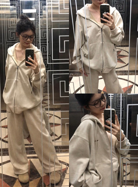 速发卫衣连帽外套202新款春秋冬开装灰色运动套衫秋棉早秋纯冬加