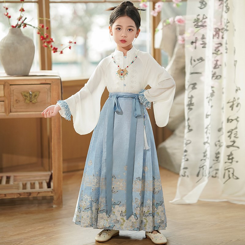 速发汉服孩2面风马024春秋装新款洋气小孩国裙古装宝宝国潮唐装