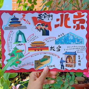 速发北京城市建筑美食旅特手帐贴纸游色家乡文化绘抄报剪报手本贴