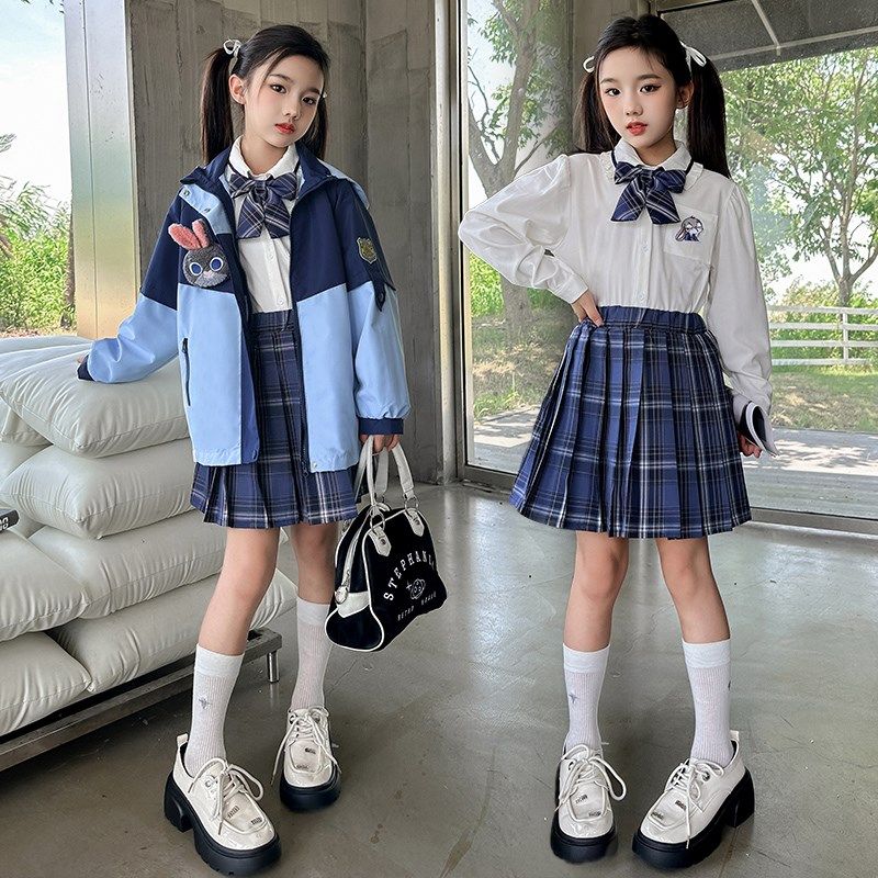 速发小学洋jk裙子春秋款202套新款生气中大童兔子警官三件4冲锋衣