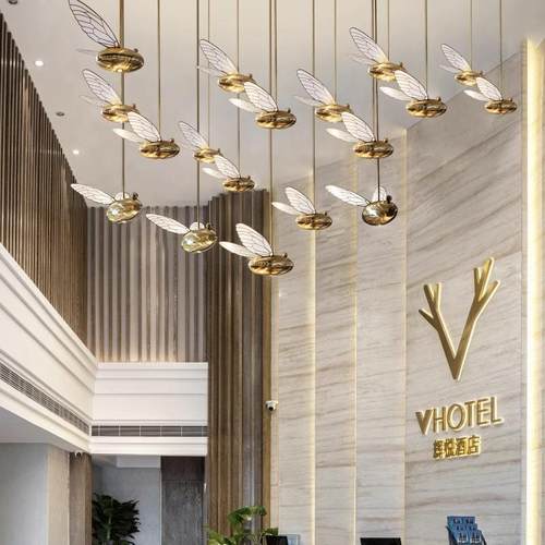 售楼厅部蜜蜂装饰33861灯楼梯术组合吊灯酒店大艺厅前台间餐灯