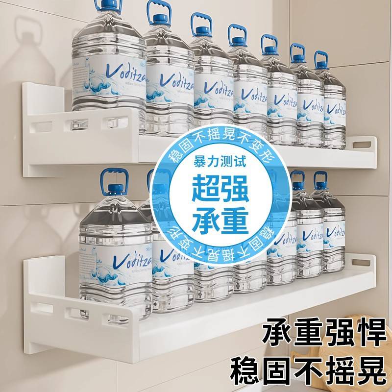不锈钢厨房微波炉置物架壁挂式多功能免打孔挂墙面上悬空收纳架子