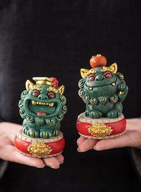 国潮风彩金狮爷状元博才平风安20250109家居祥摆面件创意可爱狮子