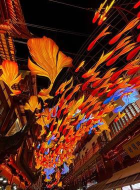 豫园ZAP网红锦鲤鱼灯笼吊挂装饰现货大巴鱼尾灯大日型节会花灯灯