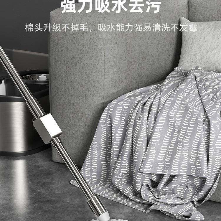 0墩4不拖锈钢新款家188用旋转式3拖把杆桶通用甩干脱水地拖一净布