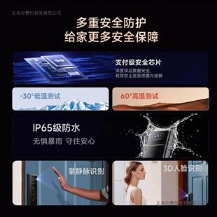 森纹防水密码锁门锁指WFW纹人脸识别指锁智莱家能防盗门全自动用
