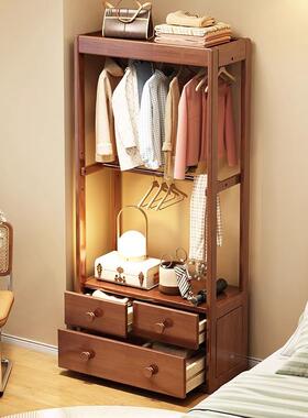 实木衣架地卧帽家用床头柜一落体置ADQ物架床边挂衣架室带抽屉收