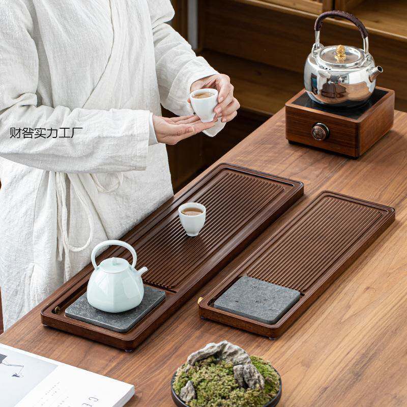 制重竹茶盘家用沥财咎实力水托盘具茶茶台排水蓄水双用乌金竹石壶