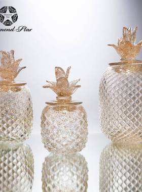 钻星金色菠萝件简约摆现代石卧室客28007厅家设居艺术摆工艺品玻