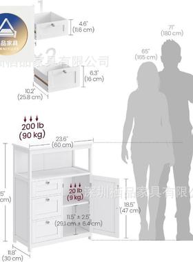 热可销白色落地式浴室柜三647层屉收纳柜调节隔卫生抽间置板物架
