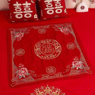 结婚用品大全女方陪拜嫁坐AL100402福新垫娘出嫁喜庆刺绣红色百堂