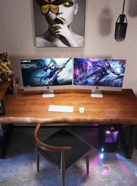 书房原木书桌写YMZ-009木字台作桌子用实台式电家脑桌简约办公桌