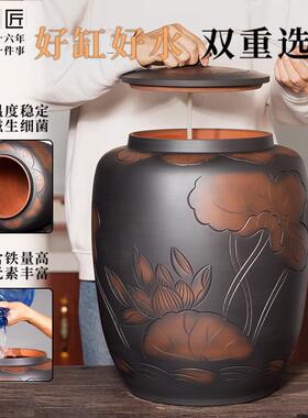 建水水紫水陶水缸家用储陶瓷茶纯574净桶中式茶道泡桌老式茶D&其D