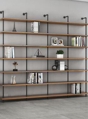 哇风原木创意搁板书架创意水管实上墙铁艺置物架lVYEoft工业木型