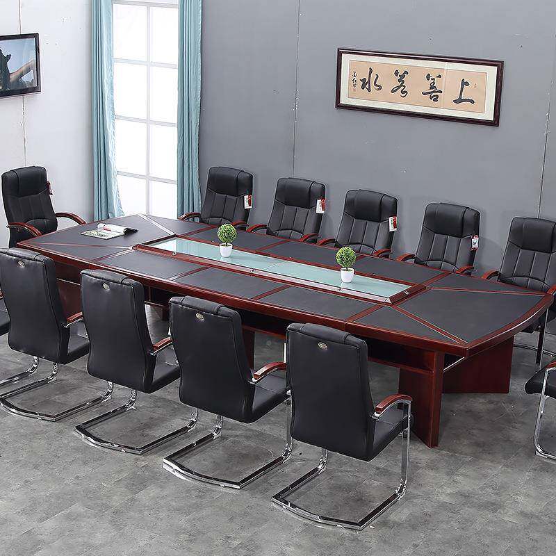 约厂家务洽大型会lq-45313谈议桌商长桌简现代条形会议台忒实木皮