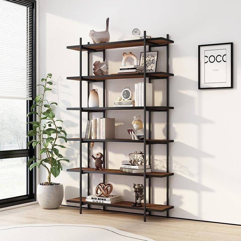 简易复古网红书架多层落地办公室展示架隔断客厅铁艺架子置物架