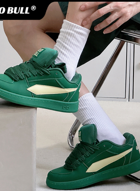 GLO BULL绿色面包鞋男鞋春秋小众2025新款情侣款休闲厚底增高板鞋