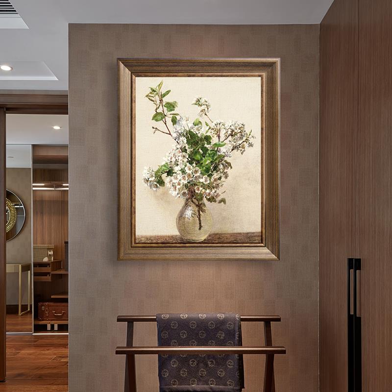玄关装饰画入户走廊单幅挂画客厅餐厅壁画竖版墙画欧式名画梨花图片