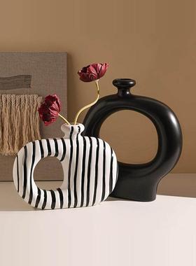 中古简约花瓶摆件客厅插花桌面玄关电视柜装饰品侘寂轻奢高级感