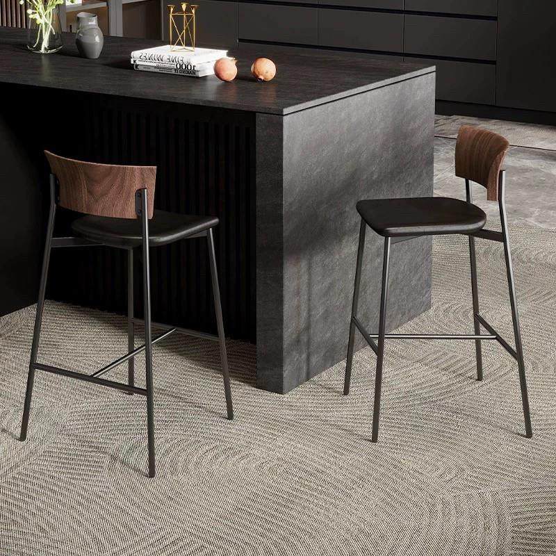 安然设计师意式极简家用高脚椅现代简约酒吧前台吧台实木靠背椅子,住宅家具,家用高脚椅,淘宝优惠券,粉丝福利购,淘宝优惠卷